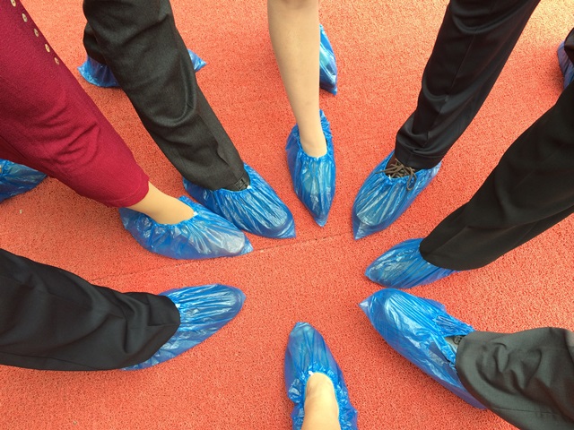 Blue booties before heading into Hanyangling