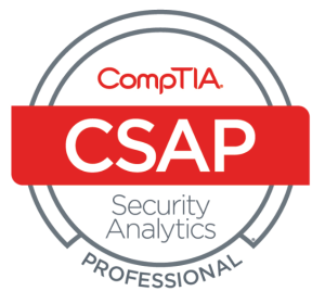 Digital badge for the CompTIA Security Analytics Professional certification. 