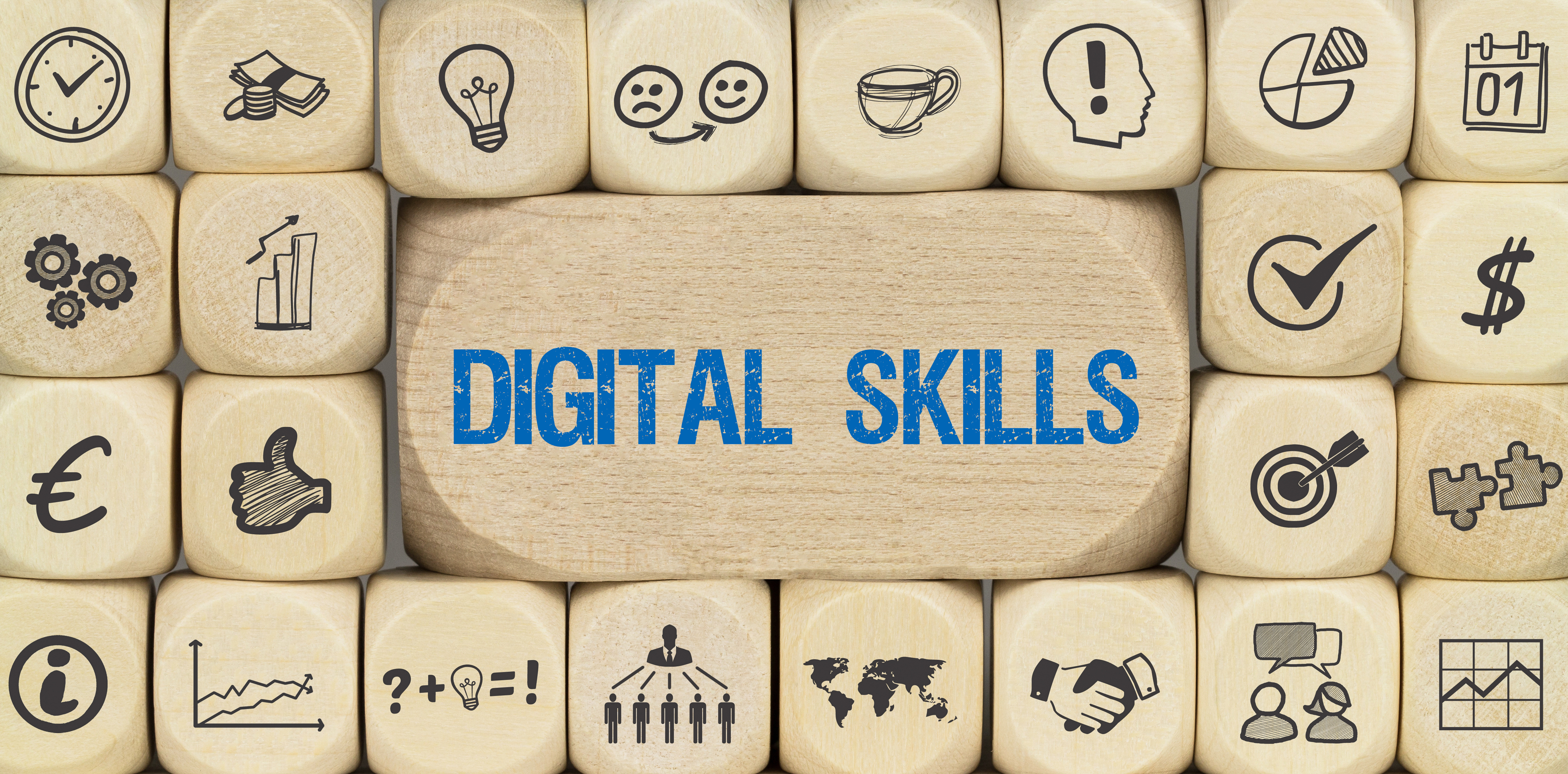 Digital Skills Games pieces spelling "digital skills"