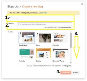Name your blog and choose a template