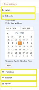 Update your post option settings and schedule for publishing