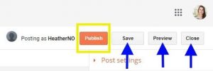Choose to publish, save or preview you post
