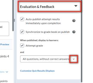 The Evaluation and feedback panel