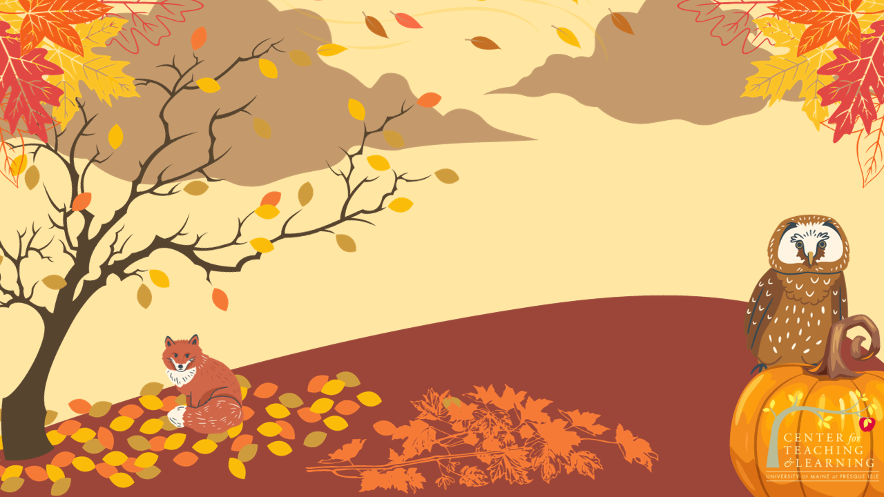 OWL fall 2023 Fall illustrated scene with owl and fox